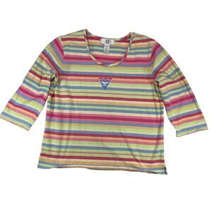 Top Threads Sportswear Vintage Alaska Striped 3/4 Sleeve Top Multicolor XL Women